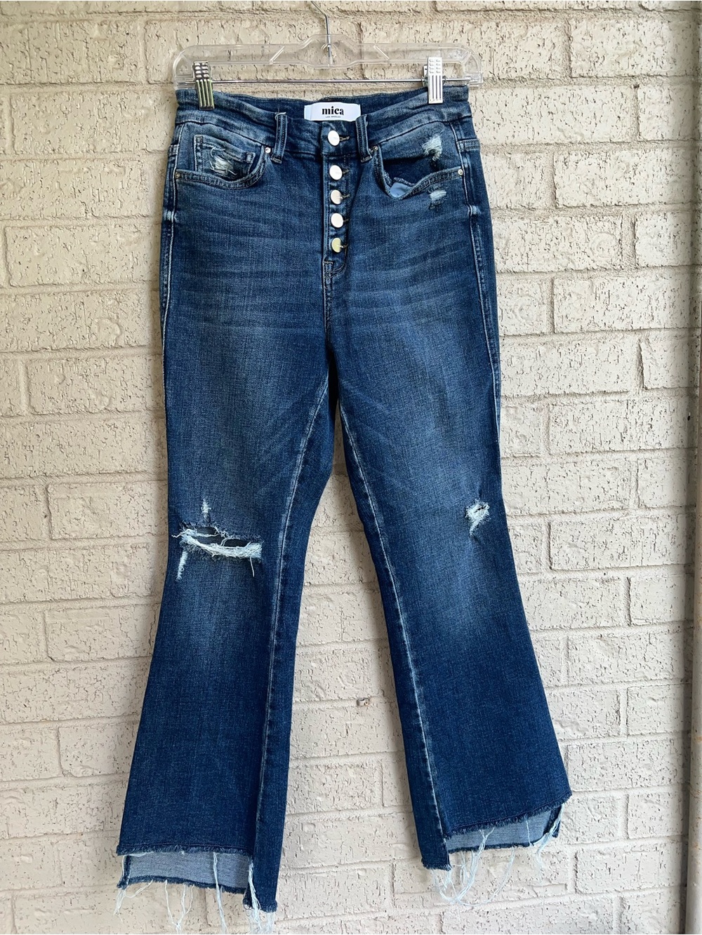 Mica dark wash button fly cropped jeans